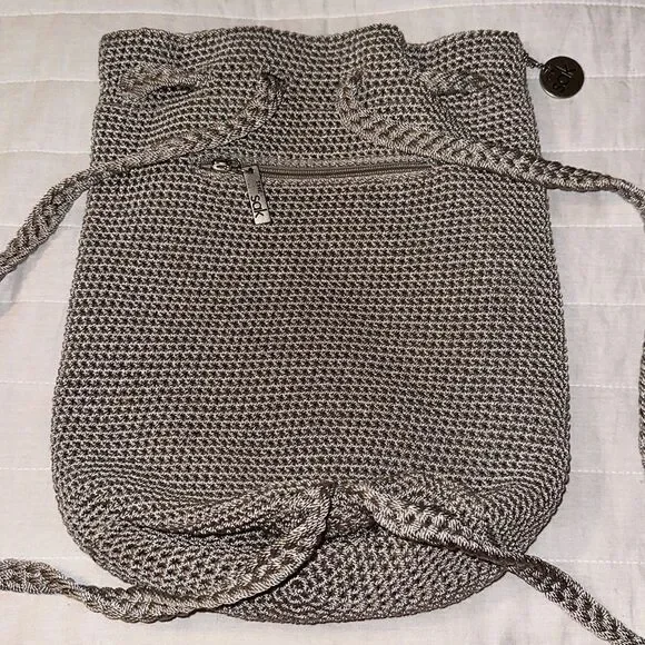 The Sak Tan Macrame Backpack String Bag Purse